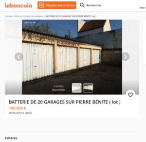 Lot de 20 garages à vendre à Pierre Benite